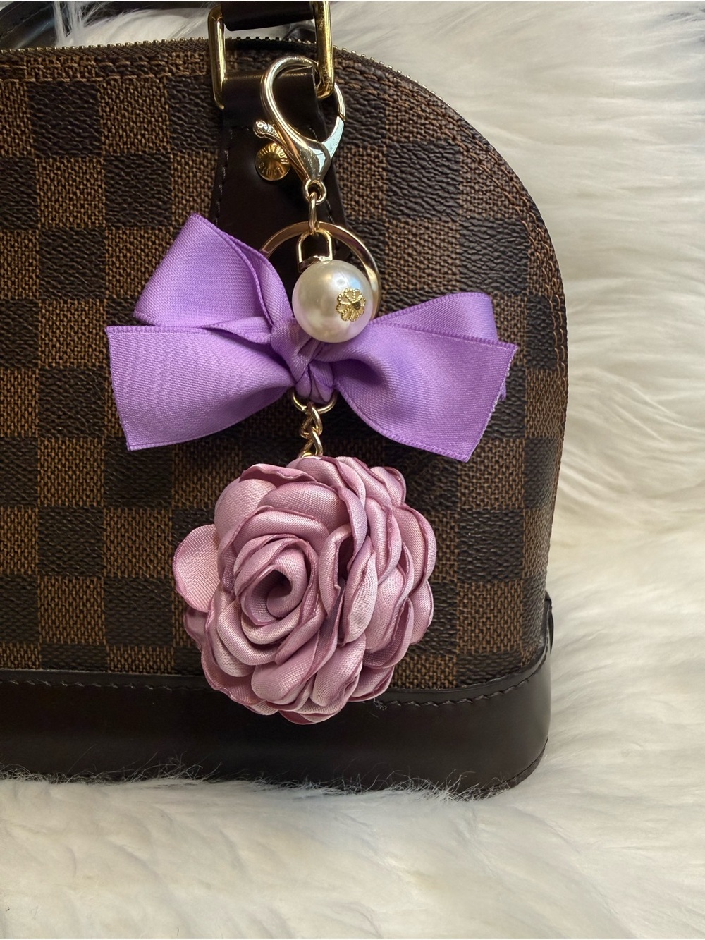 Lavender Rose Bow Keychain bag Charm Women Accessories